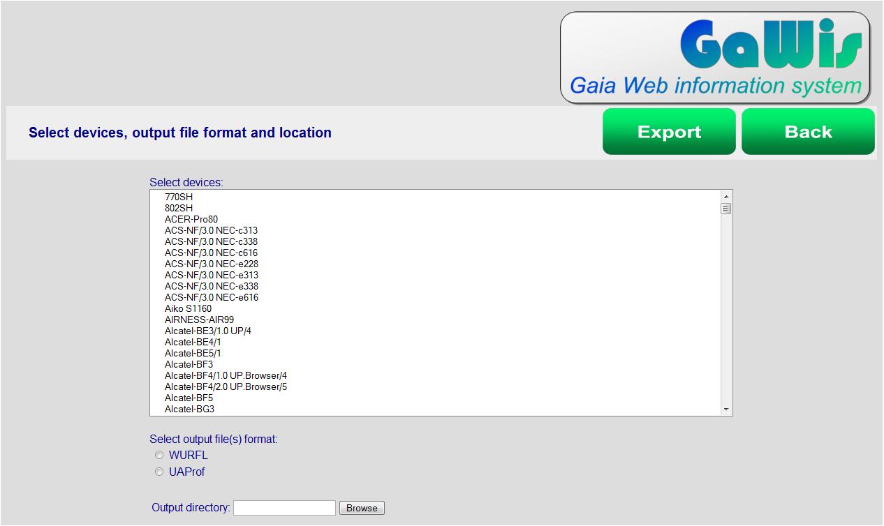 export devices in standard formats